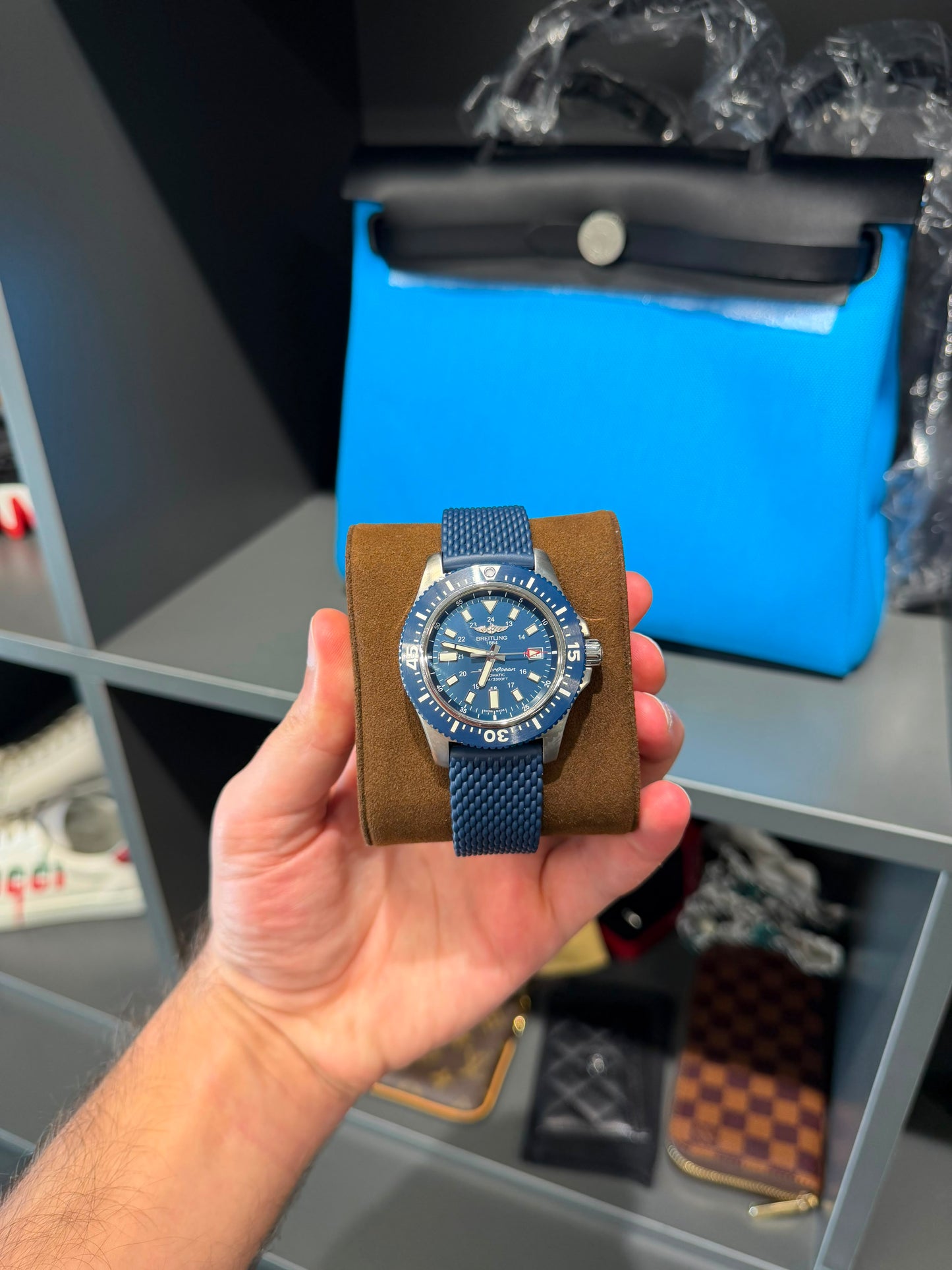 Breitling Superocean 44mm Special Steel Automatic Men’s Used Polished Full Set With Box and Papers 2019 Year Blue Dial Reference Number: Y1739316/C959