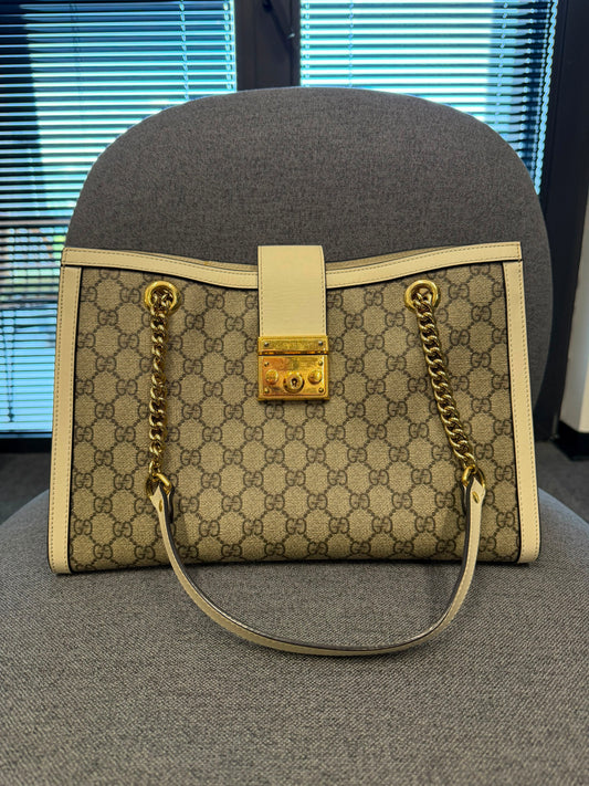 Gucci GG Supreme Padlock Chain Tote Bag
