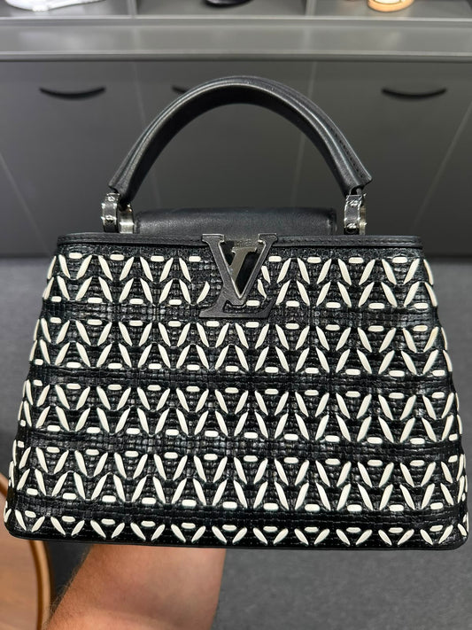Louis Vuitton Capucines Black & White Leather Handbag