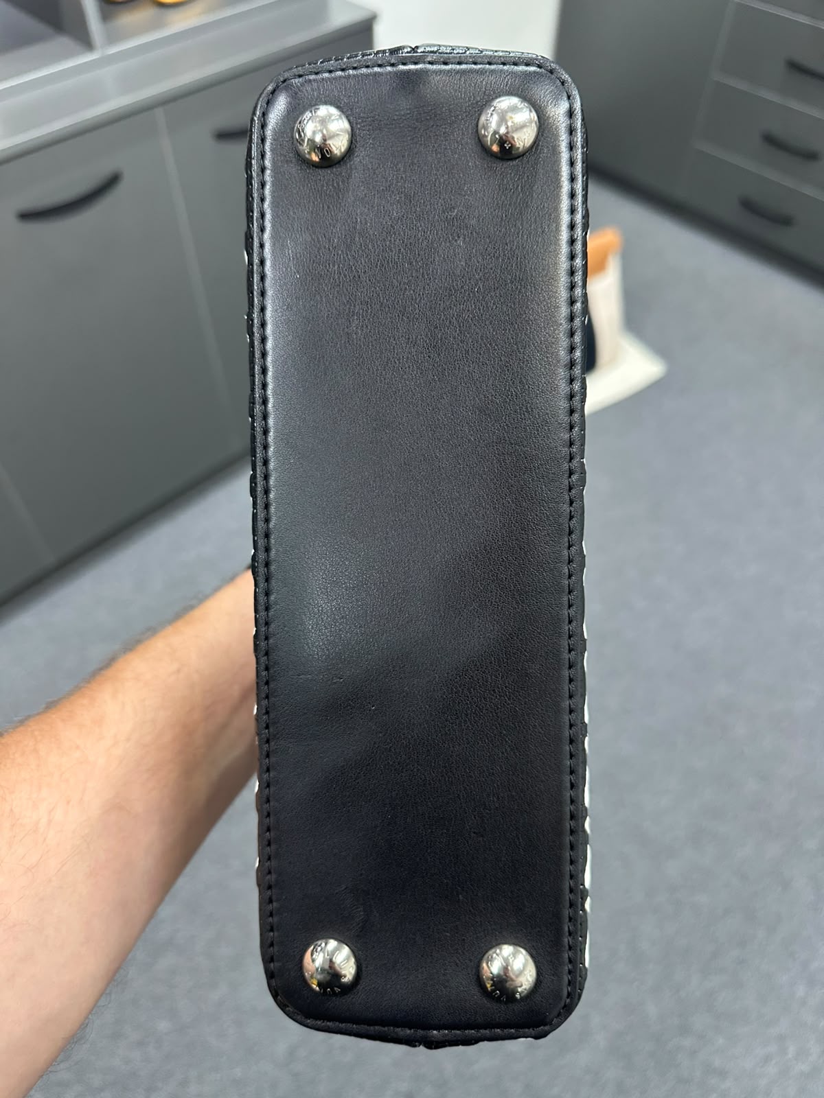 Louis Vuitton Capucines Black & White Leather Handbag