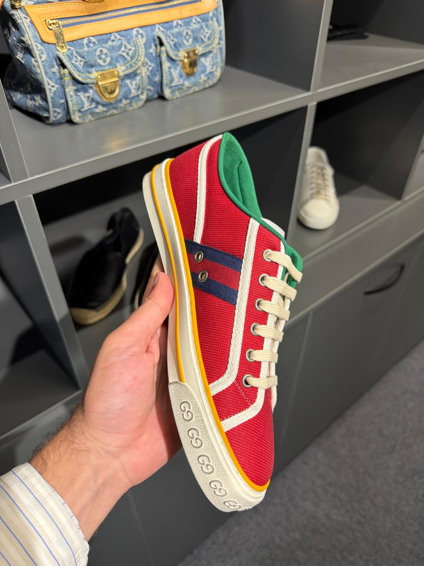 Gucci Tennis 1977 Red Canvas Sneakers. Size Eu 41,5