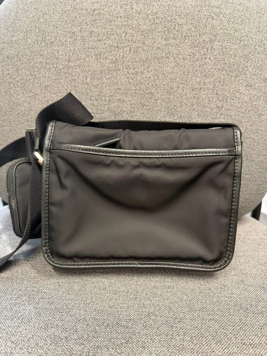 Prada Re-Nylon Black Crossbody Bag with Detachable Pouch